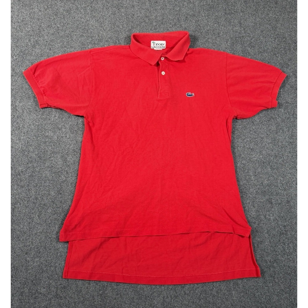 Vintage 80s IZOD Lacoste Polo Shirt Men's Small Red Made USA Cotton Pique